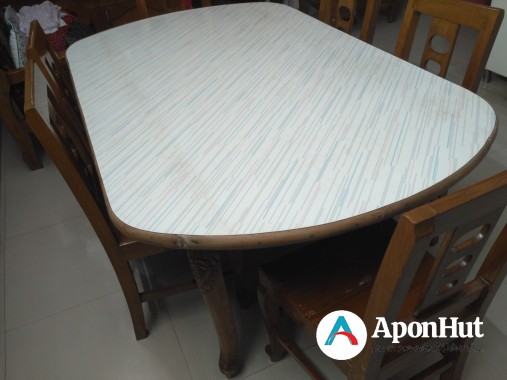 Wooden (Shedun) Dining Table and Chair (1+6)