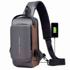 USB Charging Men Multifuntional Pu Chest Bag