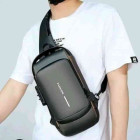 USB Charging Men Multifuntional Pu Chest Bag