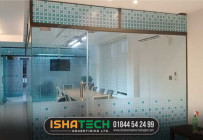 Frosted Printing Glass Sticker Pragati Homoeo Hall