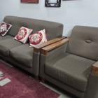 A 5-seat wooden fabric sofa