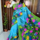 Colourful Half Silk Hand Print Saree