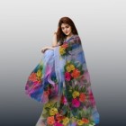 Colourful Half Silk Hand Print Saree