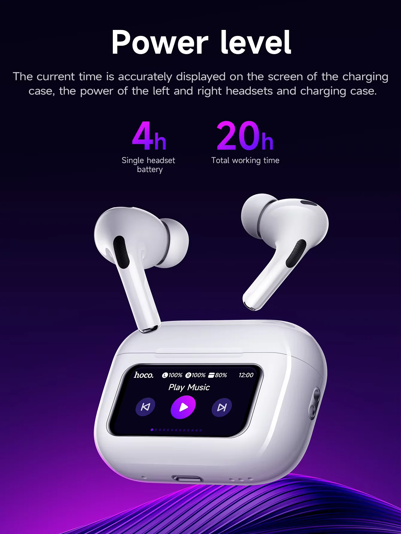 Hoco EW72 ANC TWS Earbuds With HD Display-7