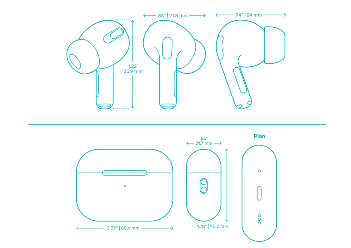 Apple AirPods Pro 2nd generation Size and Weight