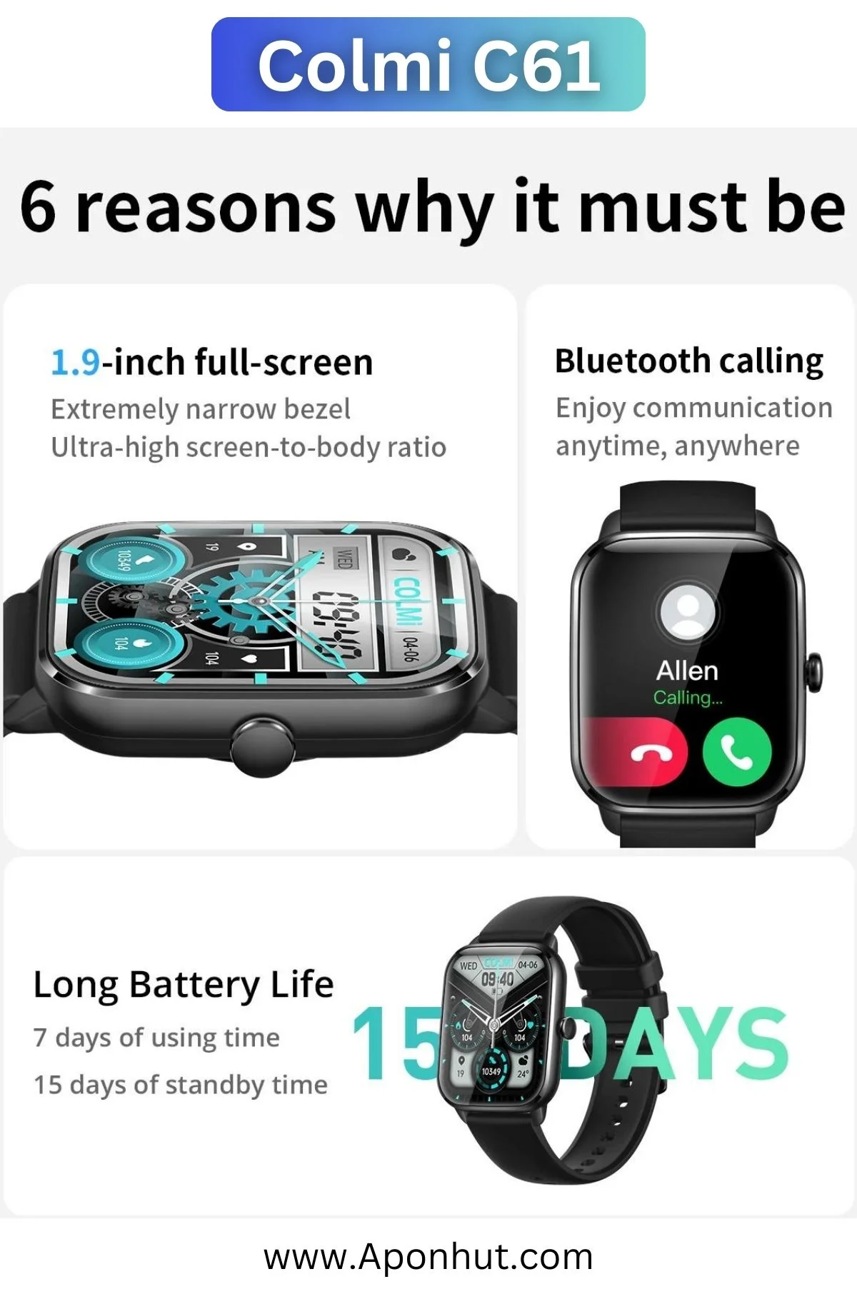 COLMI C61 Smart Watch Bluetooth calling