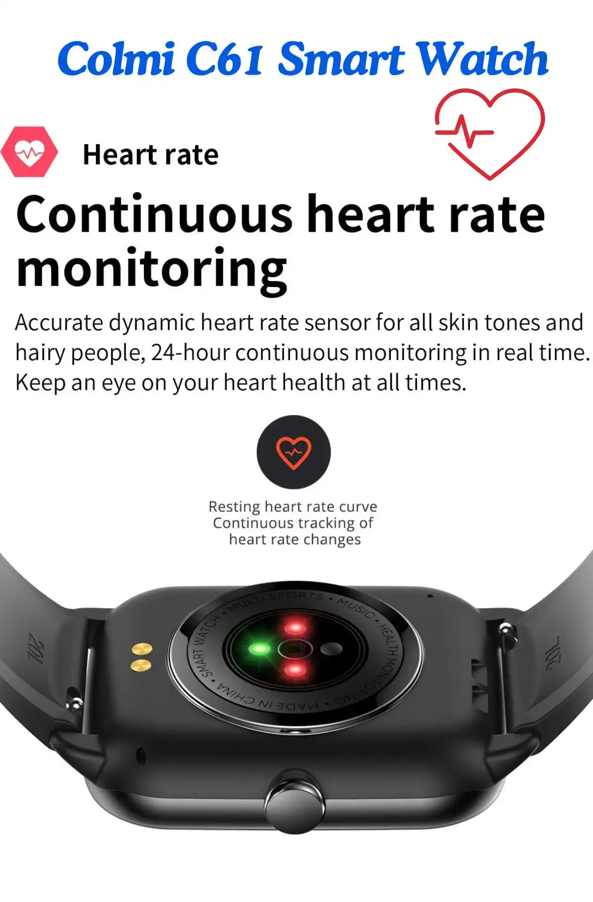 Colmi C61 Smart Watch Smart Hert rate monitoring