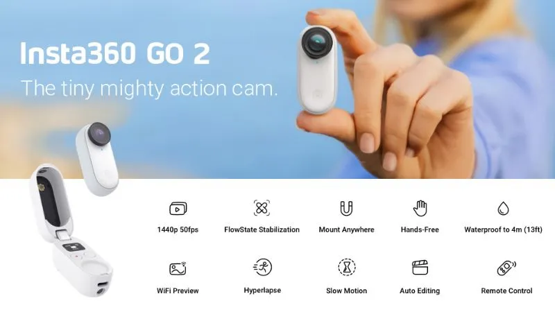 Insta360 GO 2 9MP 3K Waterproof Small Action Camera